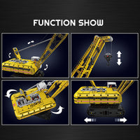 MOULD KING 15069 Motor Yellow Crawler Crane with 1292 Pieces
