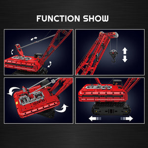 MOULD KING 15070 Motor Red Crawler Crane with 1292 Pieces