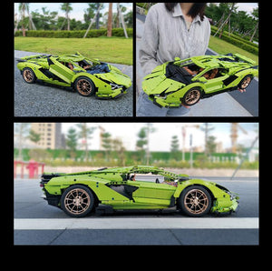 MOULD KING 13057S 1:8 Lamborghini Hyper Green Version with 3819 Pieces-Mould King 13057S