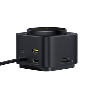 Baseus MagPro Series II 7-in-1 USB-C Hub with 15W Qi2 Wireless Charger-Black