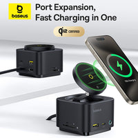 Baseus MagPro Series II 7-in-1 USB-C Hub with 15W Qi2 Wireless Charger-Black
