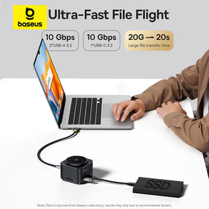 Baseus MagPro Series II 7-in-1 USB-C Hub with 15W Qi2 Wireless Charger-Black