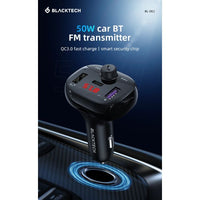 BLACKTECH BL-DE2 50W 1C 2A QC3.0 PD Car Wireless MP3 FM Transmitter Charger - Black
