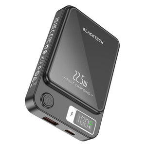 BLACKTECH BL-DB40 5000mAh 15W PD20W Magnetic Digital Display Fast Wireless Charging Power Bank - Black