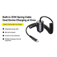 Baseus Tiny Star 30W Mini Car Charger with USB-C Cable
