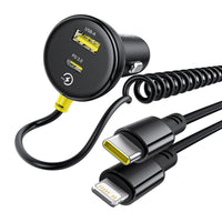 Baseus Circular Plastic Car Charger (U+C) + (C&L) Cable 60W Cosmic Black
