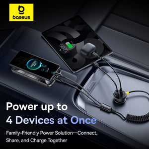 Baseus Circular Plastic Car Charger (U+C) + (C&L) Cable 60W Cosmic Black