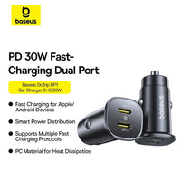 Baseus GoTrip DP1 Car Charger C+C 30W-Cosmic Black