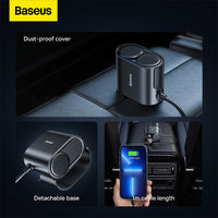 Baseus High Efficiency Pro 1-for-2 Car Cigarette Lighter 30W-Cosmic Black
