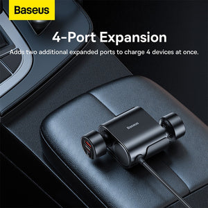 Baseus High Efficiency Pro 1-for-2 Car Cigarette Lighter 30W-Cosmic Black