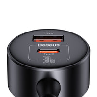 Baseus High Efficiency Pro 1-for-2 Car Cigarette Lighter 30W-Cosmic Black
