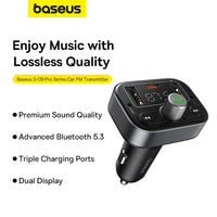 Baseus S-09 Pro Series Car FM Transmitter-Cluster Black
