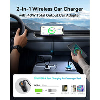 Basues CW01 Magnetic Wireless Charging Car Mount 40W (Wireless Charging 15W and USB-A 25W) Claw Edition-Cluster Black
