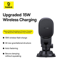 Baseus Stable Gravitational Wireless Charging Car Mount Pro 15W (Suction Cup Version)-Cluster Black
