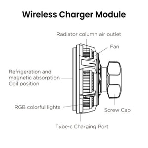 iQuick IC9 COOLGEAR Magsafe Cooling Car Mount Charger 15W (IQUICK-C9)-Black