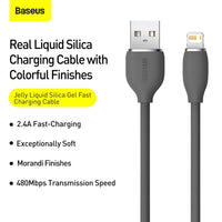 Baseus Jelly Liquid Silica Gel Fast Charging Data Cable USB to iP 2.4A 1.2m
