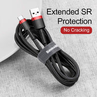 Baseus Cafule Fast Charge Type-C USB Data Charging Cable 2A 2M for iPhone 15 16 17 Series
