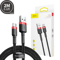 Baseus Cafule Fast Charge Type-C USB Data Charging Cable 2A 2M for iPhone 15 16 17 Series
