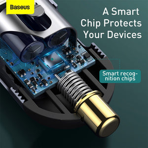 Baseus Share Together PPS Multi-port Fast Charging Car Charger with Extension Cord 120W 2U+2C-Gray