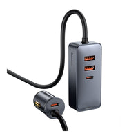 Baseus Share Together PPS Multi-port Fast Charging Car Charger with Extension Cord 120W 2U+2C-Gray
