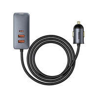 Baseus Share Together PPS Multi-port Fast Charging Car Charger with Extension Cord 120W 2U+2C-Gray
