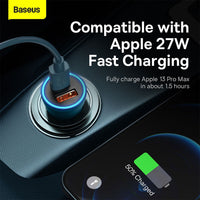 Baseus Golden Contactor Max Dual Fast Charger Car Charger U+C 60W
