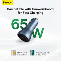 Baseus Golden Contactor Pro Triple Fast Charger Car Charger 65W U+C+C
