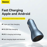 Baseus Golden Contactor Pro Triple Fast Charger Car Charger 65W U+C+C
