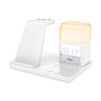 hoco CQ9 Crown 3-in-1 night light wireless fast charger with clock - white
