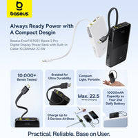 Baseus EnerFill FC51 Bipow2 Pro Digital Display Power Bank with Built-in Cable 10000mAh 22.5W
