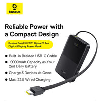 Baseus EnerFill FC51 Bipow2 Pro Digital Display Power Bank with Built-in Cable 10000mAh 22.5W