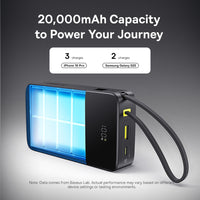 Baseus EnerFill FC51 Bipow2 Pro Digital Display Power Bank with Built-in Cable 20000mAh 22.5W