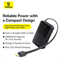 Baseus EnerFill FC51 Bipow2 Pro Digital Display Power Bank with Built-in Cable 20000mAh 22.5W
