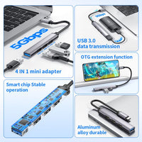 hoco HB26 4 in 1 adapter(Type-C to USB3.0+USB2.0 - metal gray
