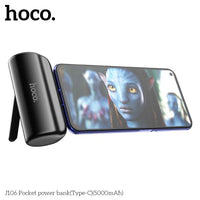 Hoco J106 5000mAh Pocket Power Bank With USB-C Connector - White
