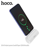 Hoco J106 5000mAh Pocket Power Bank With USB-C Connector - White
