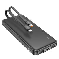 Hoco J118 10000mAh With Built In Charging Cable Speed Energy Power Bank - Black
