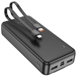 Hoco J118A 20000mAh With Built In Charging Cable Speed Energy Power Bank - Black