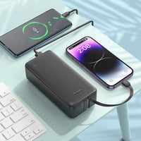 Hoco J118B 30000mAh With Built In Charging Cable Speed Energy Power Bank - Black
