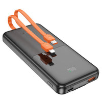 Hoco J119 10000mAh 22.5W With Built In Charging Cable Power Bank - Black
