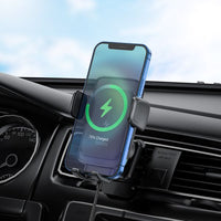 Hoco S35 15W Full Smart Alignment Induction Wireless Charger 2in1 Car Holder - Black
