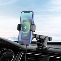 Hoco S35 15W Full Smart Alignment Induction Wireless Charger 2in1 Car Holder - Black
