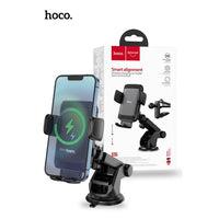 Hoco S35 15W Full Smart Alignment Induction Wireless Charger 2in1 Car Holder - Black
