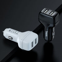 Hoco Z36 Dual USB-A Car Charger With USB-C Cable - Black
