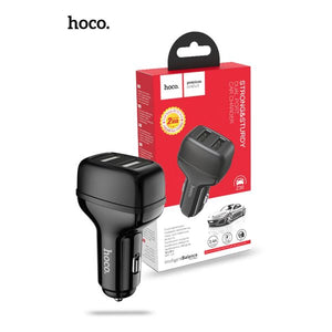 Hoco Z36 Dual USB-A Car Charger With USB-C Cable - Black