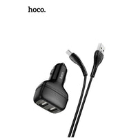 Hoco Z36 Dual USB-A Car Charger With USB-C Cable - Black
