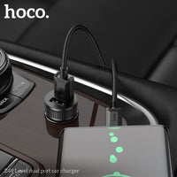 Hoco Z49 Dual USB-A Car Charger With Lightning Cable - Black
