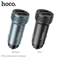 Hoco Z49 Dual USB-A Car Charger With Lightning Cable - Black
