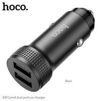 Hoco Z49 Dual USB-A Car Charger With Lightning Cable - Black
