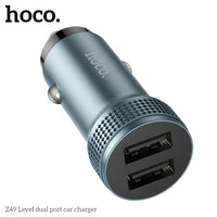 Hoco Z49 Dual USB-A Car Charger With Lightning Cable - Black
